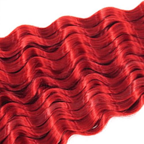 DiexrLamx 32-Inch Red Deep Wave Human Braiding Hair - 3 Bundles