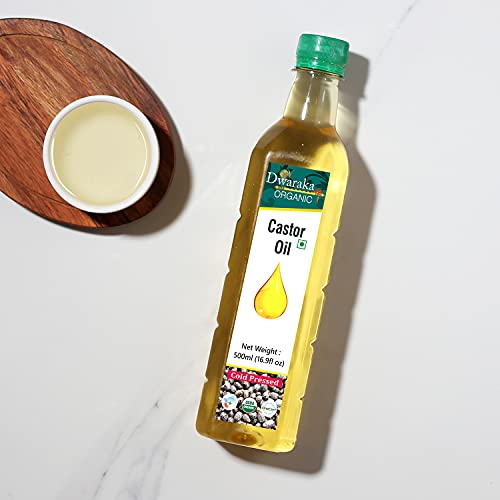 Dwaraka Organic Cold Pressed Castor Oil - 16.9 Fl Oz for Hair Growth & Skincare