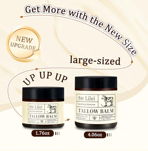 Grass-Fed Beef Tallow & Honey Balm - Whipped Face Moisturizer 4oz