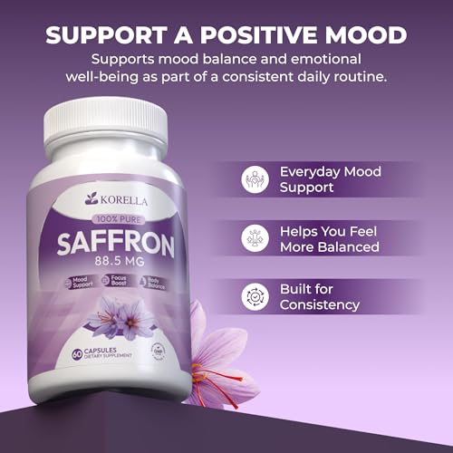 KORELLA Saffron Extract 88.5mg Capsules – 60 Count
