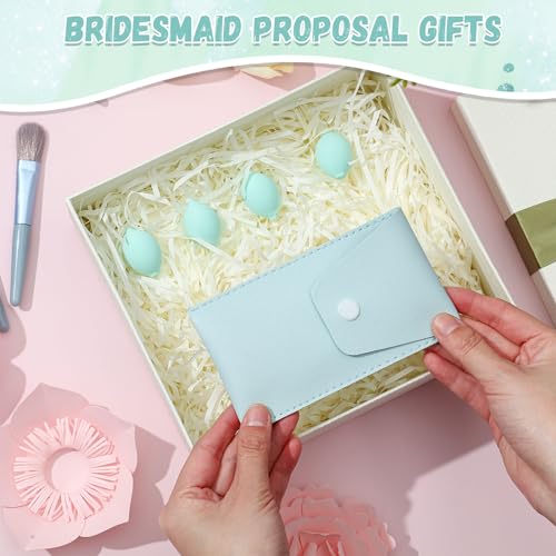 20 Pcs Travel Makeup Brush Set, 10 Mini Travel Brush Set with Bag and 10 Makeup Sponge Princess Party Favor Valentine's Day Gift for Women Home Party(Blue)