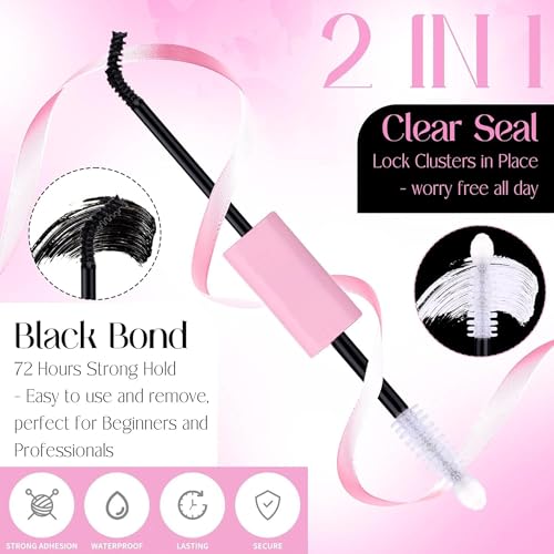 DIY Eyelash Clusters Kit - 100D 120D 150D with Bond & Seal