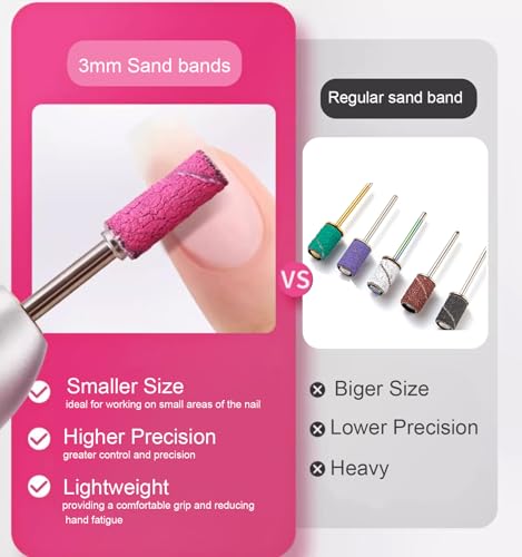 100Pcs Mini Nail Sanding Bands Kit with 3mm Mandrel Bit