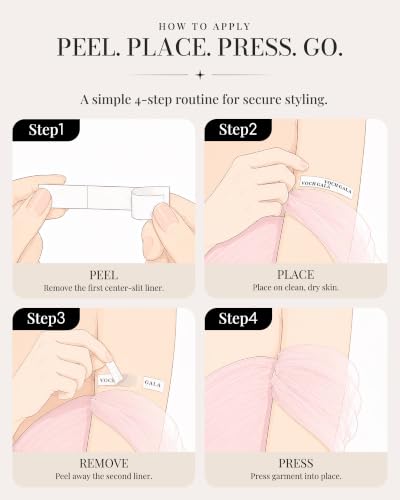 VOCH GALA Double Sided Tape for Clothes - 100 Pre-Cut Strips