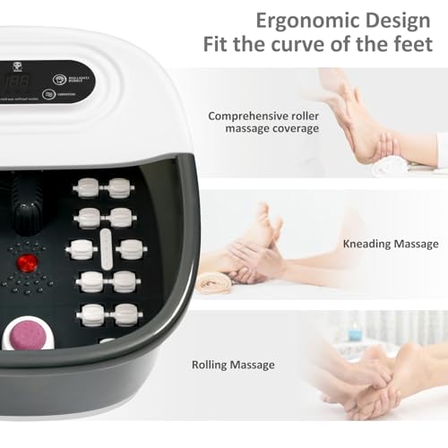 Miwhale Foot Spa Massager with Heat & Vibration – Black
