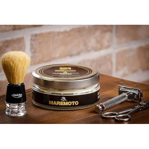 Officina Artigiana Milano, Maremoto Shaving Soap 150ml ? Luxury Italian artisan wet shaving soap with 46% wellness oils & shea butter ? aquatic ozonic marine scent ? vegan skincare