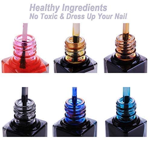 Makartt Marble Nail Polish,Blooming Gel Nail Polish Color Changing 6ml 6 Colors Nail Polish Bundle Clear Blooming Gel?15ml UV LED Soak Off Nail Art Polish for Spreading Effect