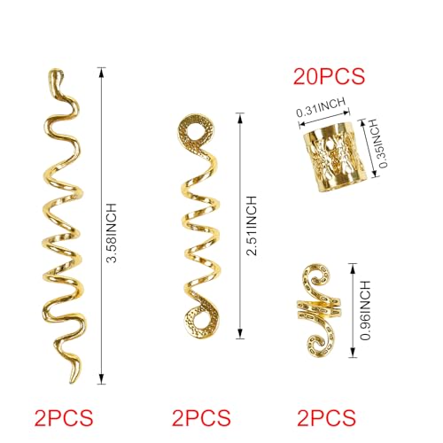 Gold Hair Accessories Set for Women - 26 Pcs Dreadlock Beads, Clips & Jewelry for Braids & Locs