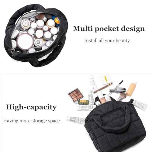 CAMTOP Makeup Bag Women Girls Cosmetic Bags Travel Toiletry Purse Zipper Pouch (Black)