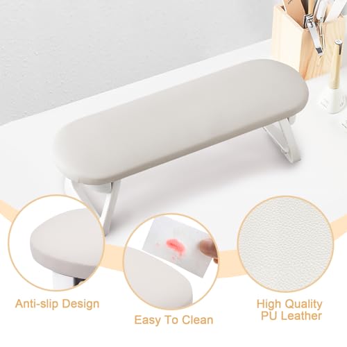 Subay Electric Nail Drill Nail Arm Rest, Foldable PU Leather Nail Hand Rest for Acrylic Nails Cushion Hand Holder