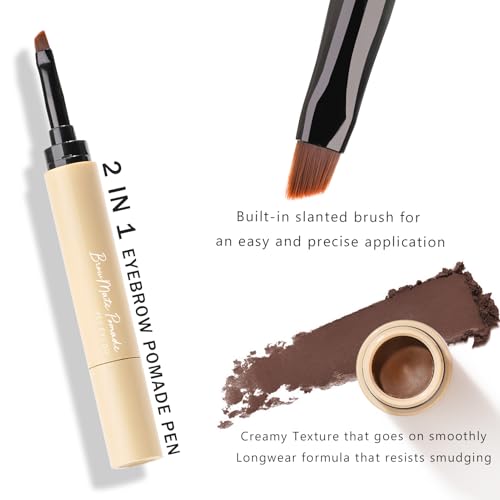 2-in-1 Eyebrow Pen with Slanted Brush - Waterproof, Long-Lasting