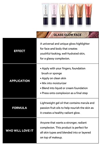 Kevyn Aucoin Glass Glow Face, Cosmic Flame: Multi-purpose universal dewy highlighter for face and body. Creates glowing youthful-looking hydrated skin with a glassy complexion. Makeup artist go to.