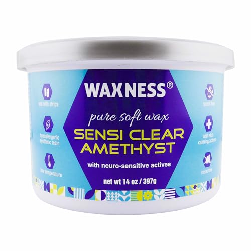 Waxness Sensi Clear Amethyst Soft Wax Tin 14 oz (400 g) ? Rosin-Free Clear Gel Formula with Neuro-Active Comfort Complex ? Made in Italy
