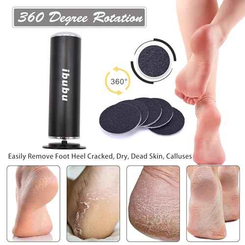 Electric Feet Callus Remover Professional Powerful Foot File Pedicure Grinder Sanders with 60PCS Replacement Sandpaper Discs Heel Scraper for Dead Dry Crack Skin Calluses Speed Adjustable Black