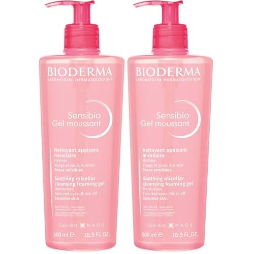 Bioderma Sensibio Foaming Gel Gentle Face Cleanser,Cleansing and Makeup Removing Refreshing Feeling for Sensitive Skin,Unscented,16.9 Fl Oz,(Pack of 2)