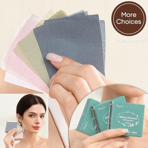 Blotting Papers with Mirror & Puff - 100 Bamboo Charcoal Sheets
