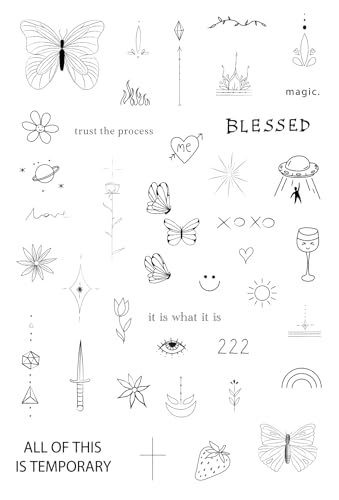 Tatsy Tiny Temporary Tattoo Set - 41 Realistic Waterproof Designs