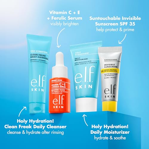 e.l.f. Wake the e.l.f. Up Travel Skincare Kit – 4 Essentials