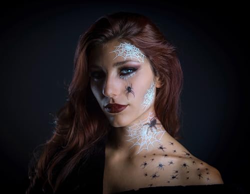 Halloween Spider Web Face Tattoos - 2 Complete Looks