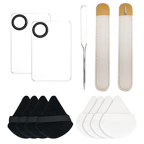 Makeup Spatula & Palette Set with Powder Puffs