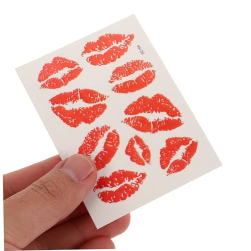 6pcs Lip Stickers, Perforated Self Adhesive Kisses Sticker,Red Lips Temporary Stickers Water-Proof Face Body Stickers