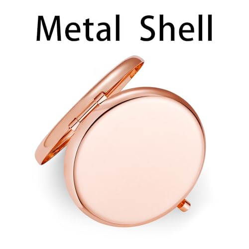 Compact Mirror, Pocket Travel Makeup Mirror for Purse, Metal Round Shell, 2-Sided 1X/2X Magnifying, Portable, Folding, Handheld, Rose Gold, 18 Pack