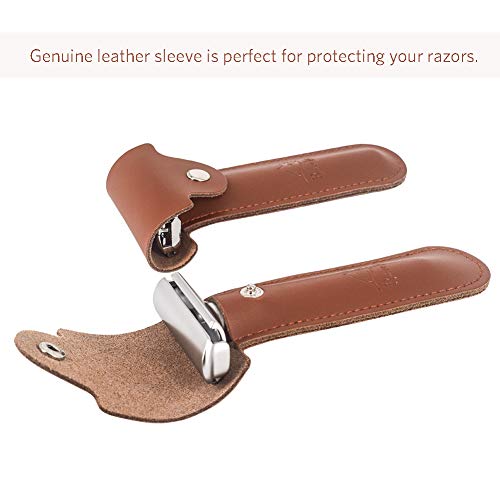 Travel Double Edge Safety Razor, River Lake RZ700 Long Handle Adjustable Classic Safety Shaver Razor (Razor with Protective Case and Stand)
