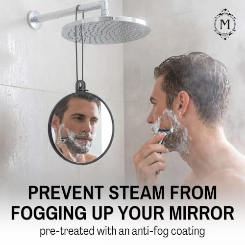 MIRRORVANA Black 6-Inch Fogless Shower Mirror with 3 Mounting Options
