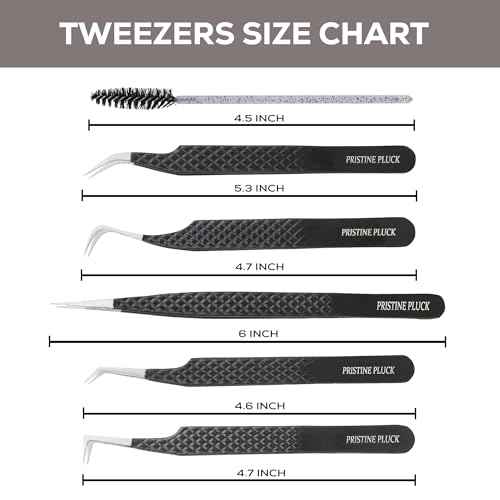 5-Piece Eyelash Extension Tweezers Set Precision Lash Tweezers with Anti-Slip Grip with fiber tip lash tweezers Tools for Lash Artists & eyelash tweezers for women (eyelash set black)