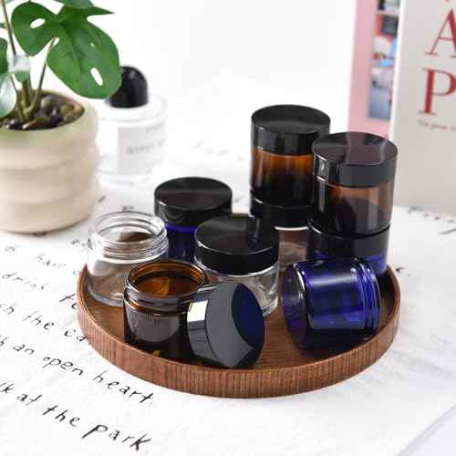 2 oz Amber Glass Jars with Lids,24 Pack 2oz Glass Jar with Inner Liners,2 Ounce Small Jars for Cream,Lotion