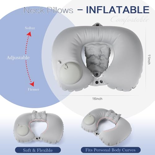 Inflatable Bath Pillow 2-Pack with Neck Support & Adjustable Buttons