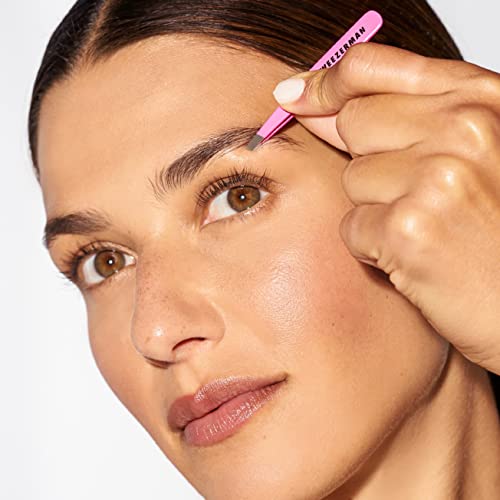 Tweezerman Mini Slant Tweezer - Tweezers for Eyebrows, Travel Tweezers for Eyebrows, Facial Hair (Neon Pink)