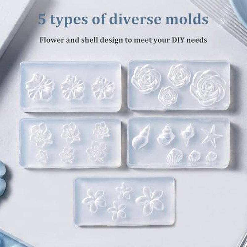 3D Flower Nail Art Molds - 5pc Silicone Stencils Set