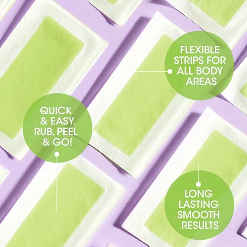 Nad's Body Wax Strips Hair Removal For Women All Skin Types, 20 Waxing Strips + 4 Calming Oil Wipes