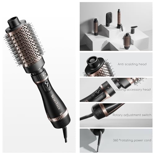 Tresses Touch 5-in-1 Hair Dryer Brush Set Rose - Hot Air Styler for Salon Blowouts, Smooth Curls, Volumizing & Straightening