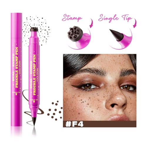 Double Ended Freckle Stamp Pen, Henna-Colored Freckle Stamp Pen, Sweat-Resistant, Waterproof, Long lasting, Small Particle Simulated freckle Stamp, Easy Freckle Stamp Kit for Beginners