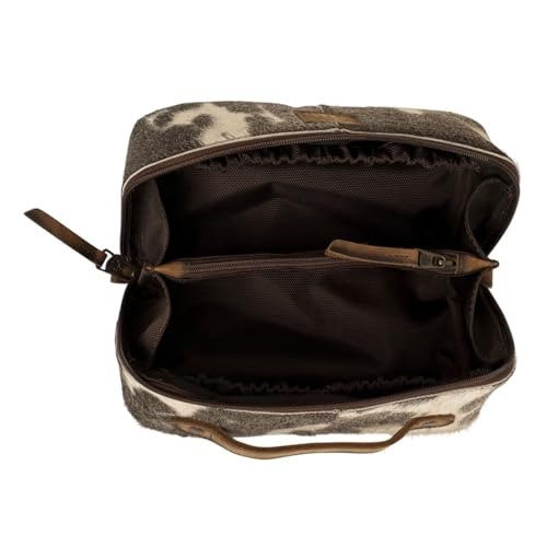 STS Ranchwear Women's Genuine Full Grain Leather Cowhide Elise Makeup Bag - Portable Durable Compact Travel Zipper Handbag Organizer Bag