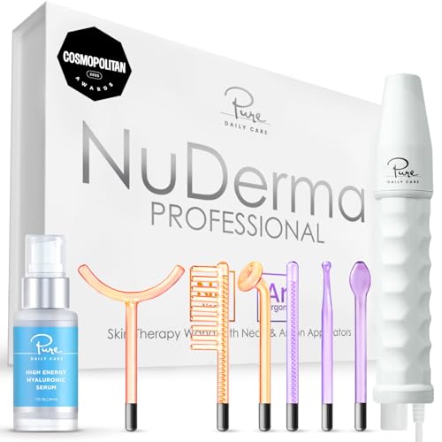 NuDerma Professional Skin Therapy Wand & Hyaluronic Serum 1oz Bundle
