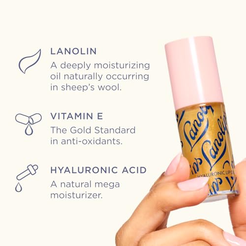 Lanolips Hydrating Lip Oil Duo Gift Set - Plumping Lip Gloss in Honey & Raspberry - Infused with Lanolin Oil, Hyaluronic Acid & Vitamin E - Non-Sticky, Glossy Finish (2 Pieces)