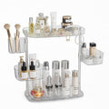 Clear Acrylic Makeup Organizer, Multi-Tier Cosmetic Storage Rack with Side Containers, Large Capacity Skincare Holder for Bathroom Counter, Vanity & Desk