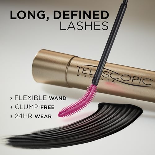 L'Oreal Paris Makeup Telescopic Original Lengthening, Lash Separating Mascara with Dual Precision Brush, Washable, Black Brown, 0.27 Fl Oz., 1 Count