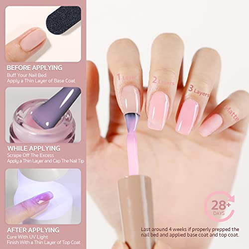 GAOY Crystal Pink Sheer Gel Nail Polish 16ml - UV Light Cure, Translucent Pink, Manicure & Pedicure