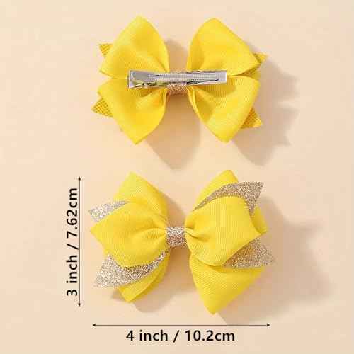 12Pcs 4" Hair Bows Clips Grosgrain Ribbon Alligator Clips Hair Bows Barrettes Hair Accessories for Girls Kids Teens Children Toddler Glitter Girls Hair Bows