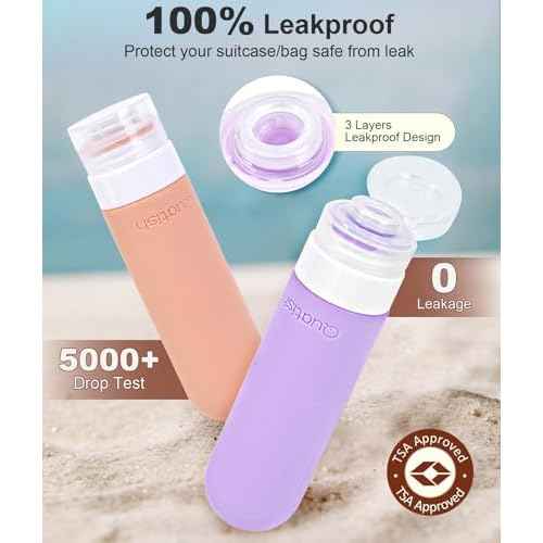 Quatish Travel Bottles for Toiletries, Original Patented Leak Proof Travel Size Toiletries, 3 oz Tsa Approved Silicone Shampoo and Conditioner Bottles, Travel Essentials, 4 Pack, Pink