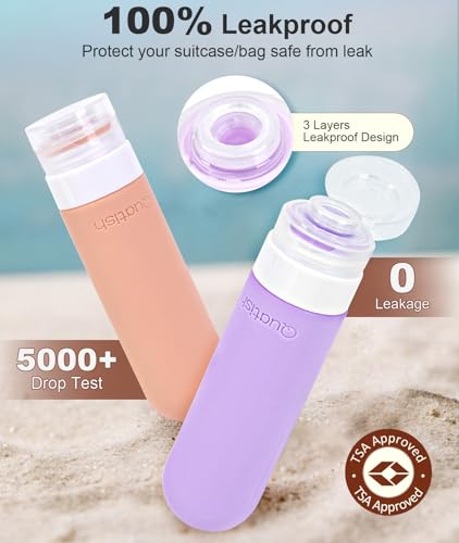 Quatish Pink Travel Bottles for Toiletries, Leakproof 3 oz Containers, Refillable & TSA Approved