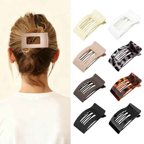 8 Pack Hair Clips for Women and Girls, Matte Non-Slip Large Claw Clips, Strong Hold for Hair Accessories, Multi-functional without Pressure Marks French Barrette Hairclips for Thick&Thin Hair