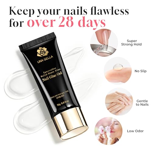 UNA GELLA Solid Nail Glue Gel 15ml UV/LED Lamp Curing