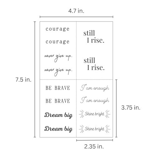 Motivational Temporary Tattoos - Waterproof Inspirational Words Black Mini