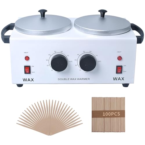 Double Wax Warmer Professional£¬Wax pot for Hair Removal with Adjustable Temperature Set, Portable Professional Wax Heater for spa and Salon,Body with 200pcs Wax Sticks