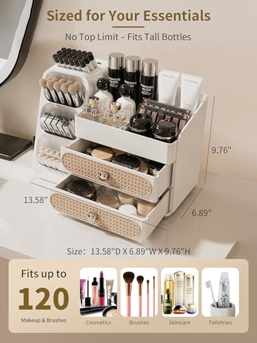 Booklov Makeup Organizer with Drawers, Large Capacity Cosmetic Storage